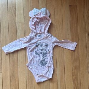 Disney Light Pink Baby Bodysuit with Hood